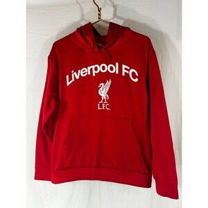 Liverpool FC Logo Soccer Pullover Hoodie Sweatshirt Red Men's Size Small YNWA!